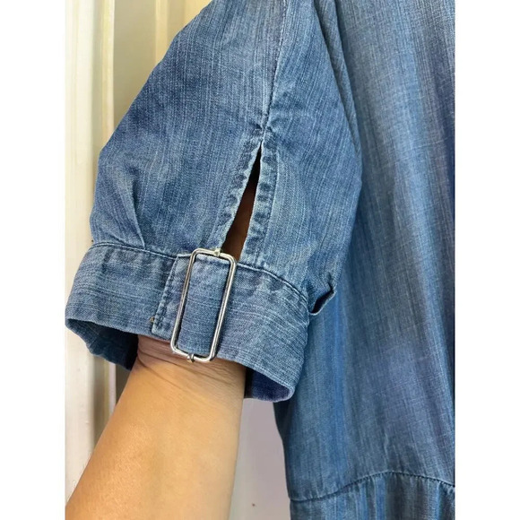 Calvin Klein Womens Blue Jeans Long Dress Front Slit FLAW BELT MISSING - Picture 8 of 15